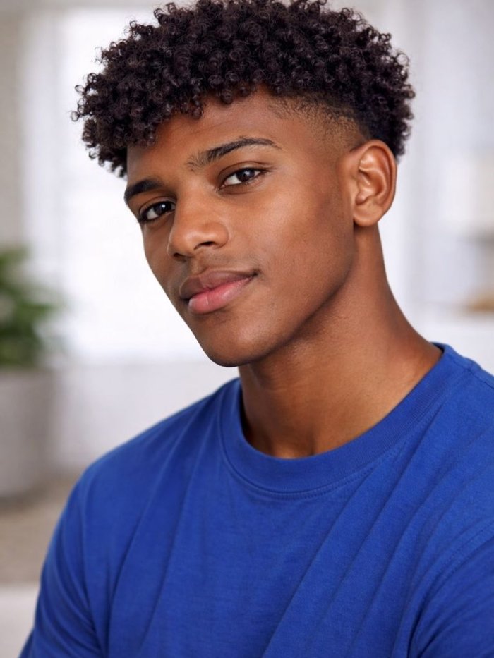 Cheveux bouclés courts, exemple de rendu naturel