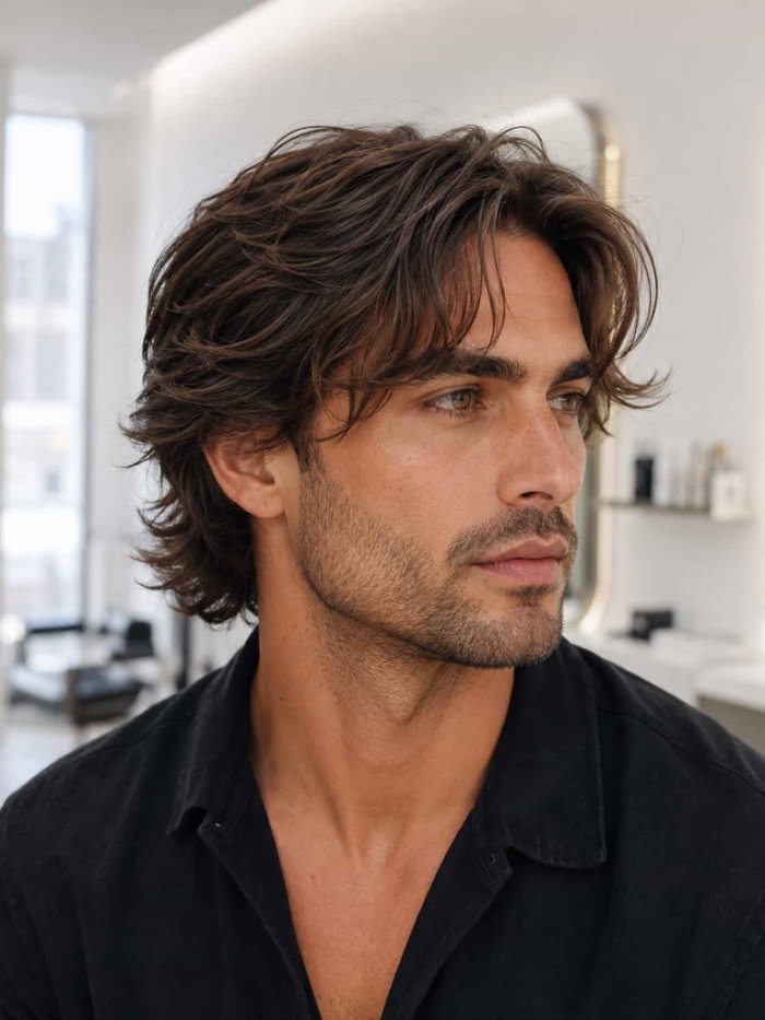 Cheveux ondulés mi-longs, exemple de rendu naturel